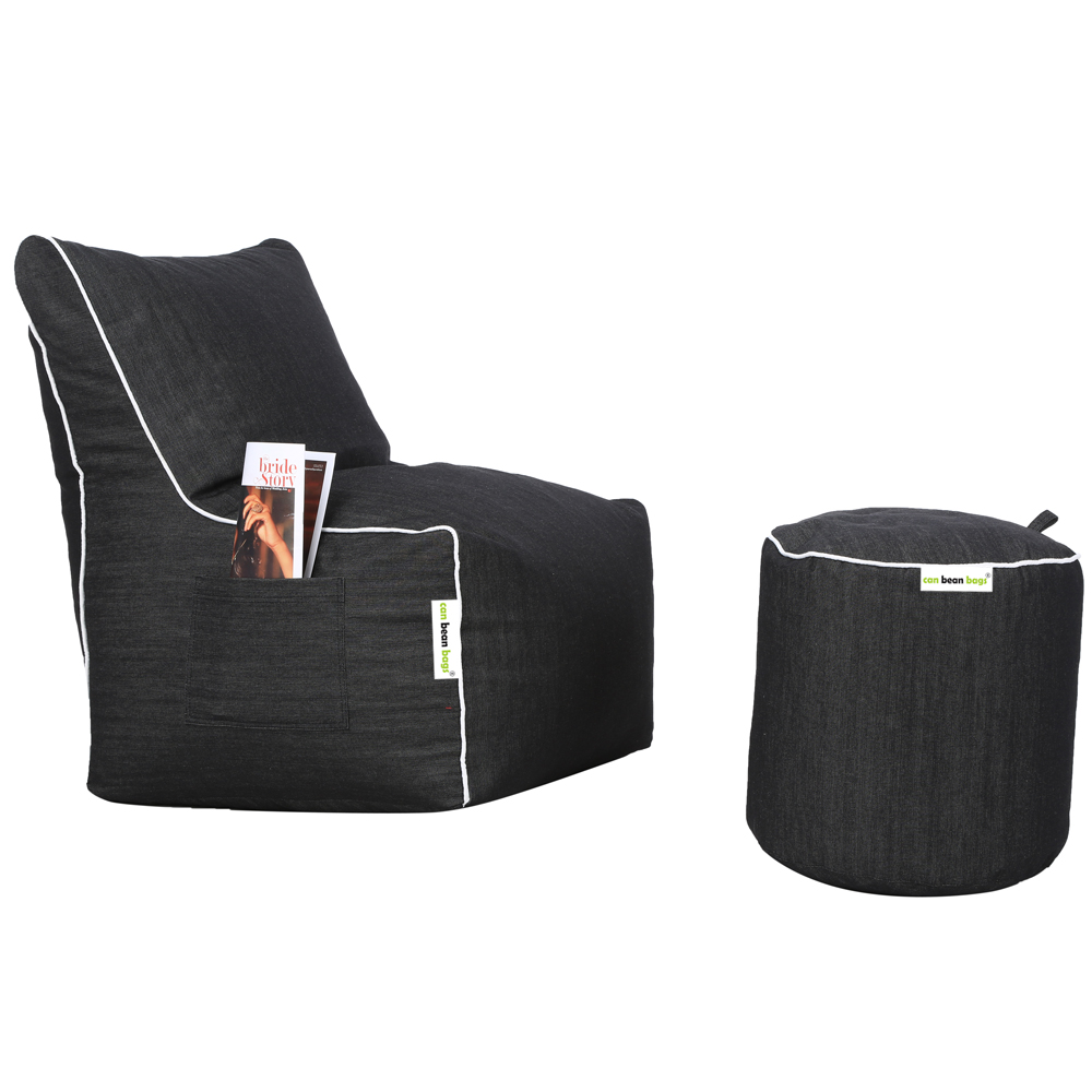 Can bean bags Classic XXXL Denim Arm Bean Chair With Footstool